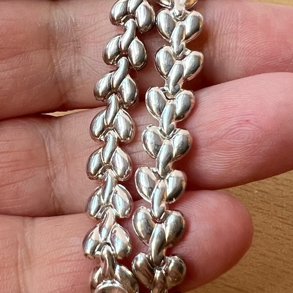 925 Sterling Silver Heart Design Bracelet - Picture 13 of 16